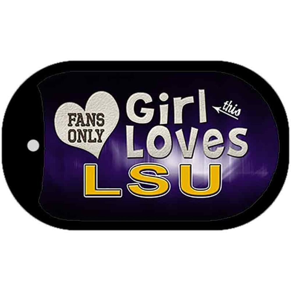 NCAA This Girl Loves LSU Tigers Necklace Dog Tag Metal New Chain